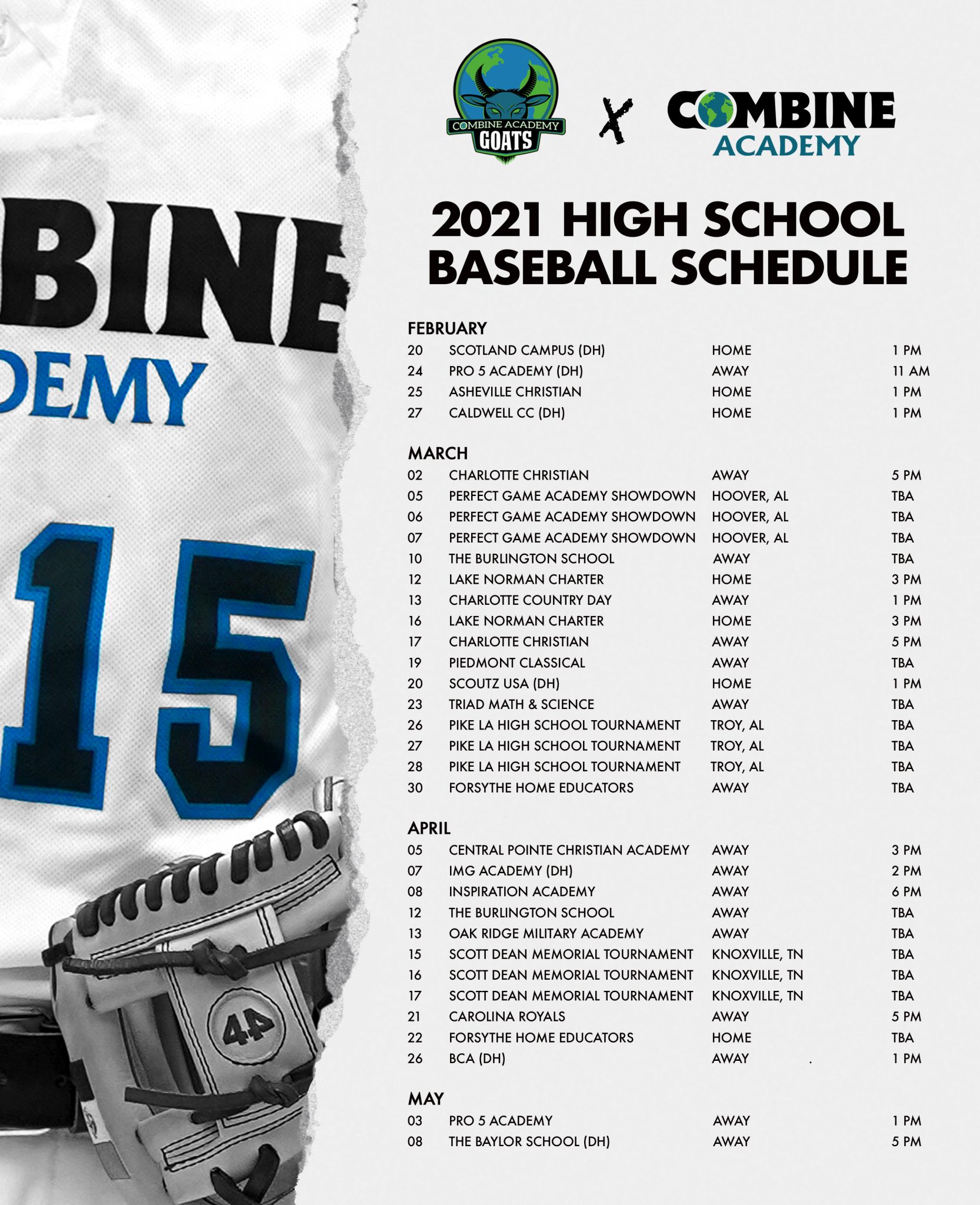 Men's High School Baseball Schedule - Combine Academy