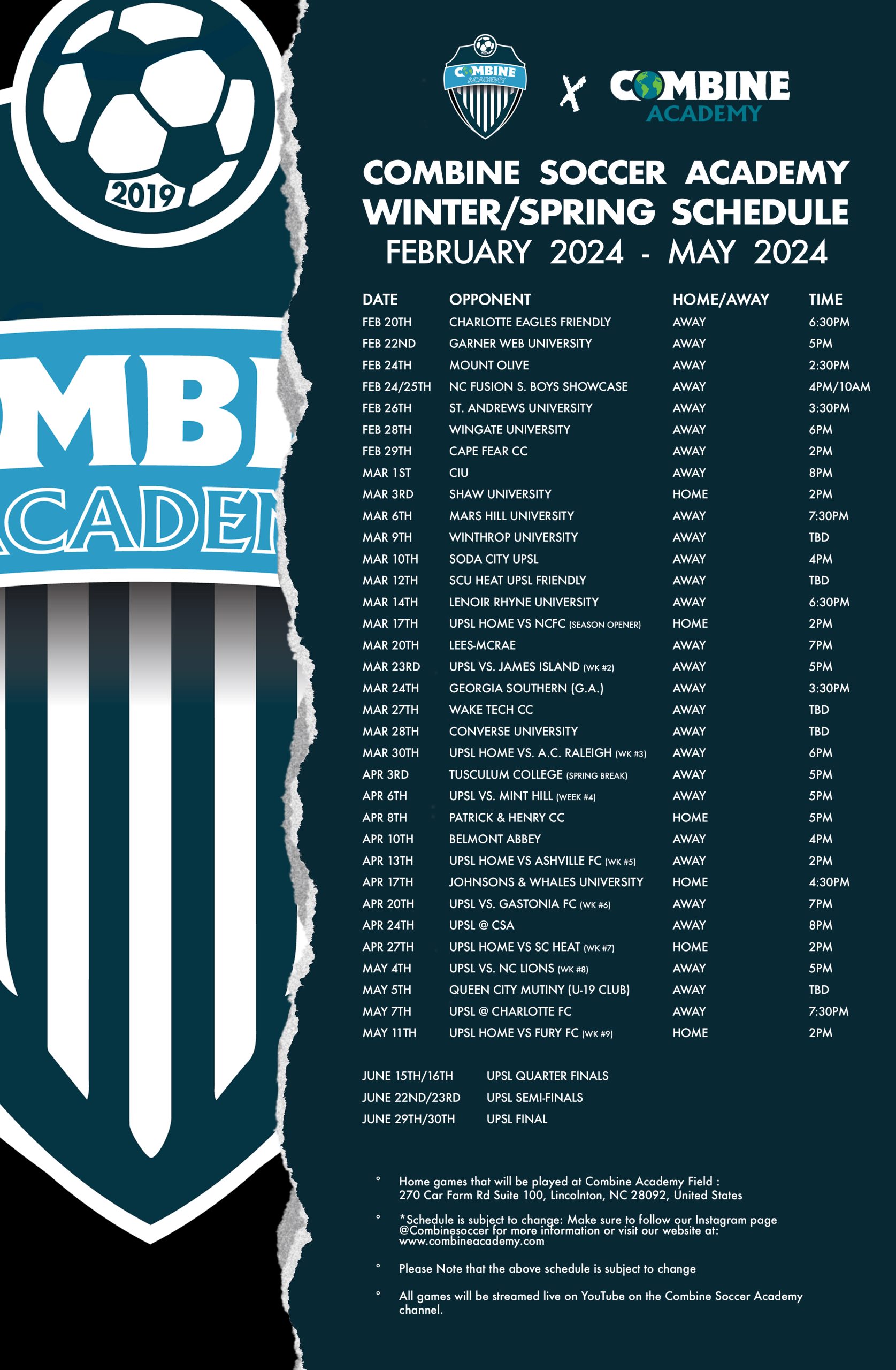 Soccer Schedule Combine Academy